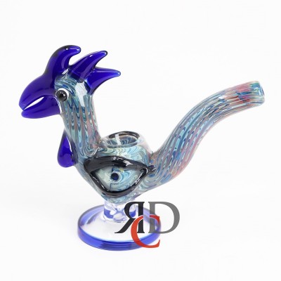 ANIMAL PIPE DOUBLE GLASS ROOSTER ON STAND ANML1803 1CT